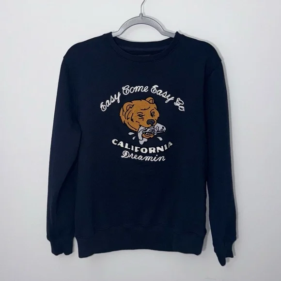 Lucky Brand Easy Come Easy Go California Dreamin Black Crewneck Sweatshirt - Picture 1 of 9